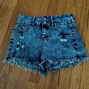 Washed Out Style Jean Shorts with holes